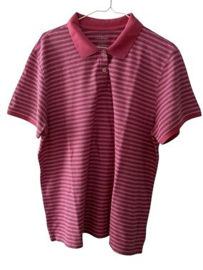 L.L. Bean Men’s Pink Striped Polo Shirt Size XL Reg Short Sleeves